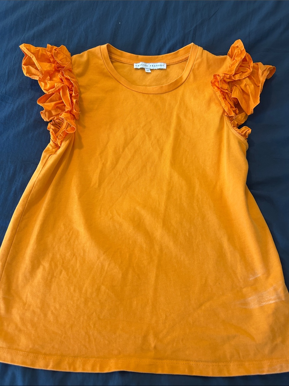English Factory Orange Ruffle-Sleeve Tank Top